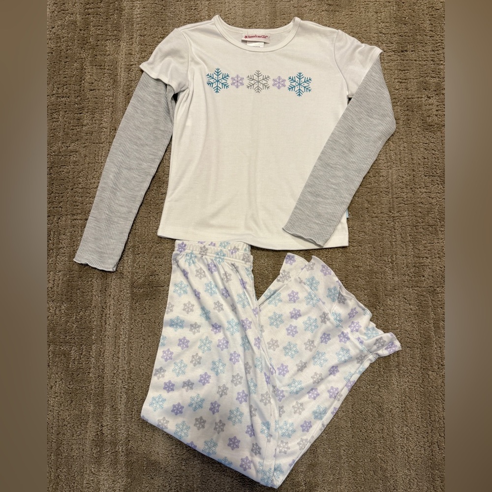 American Girl Doll Snuggly Snow Snowflake Pajama Set For Girls Just Like Me 2008